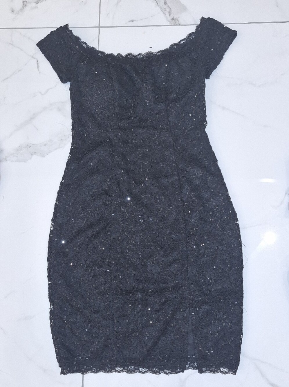 Sequin Hearts Black Sequin Lace Pencil Dress Size 3